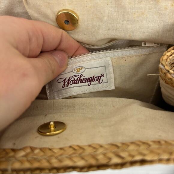 Vintage Worthington Straw Woven Braided Handle Shoulder Bag - Picture 10 of 11